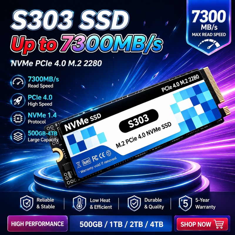 M.2 Nvme 4Tb Pcie 4.0 Ssd - S303 M.2 NVMe interne SSD, 500